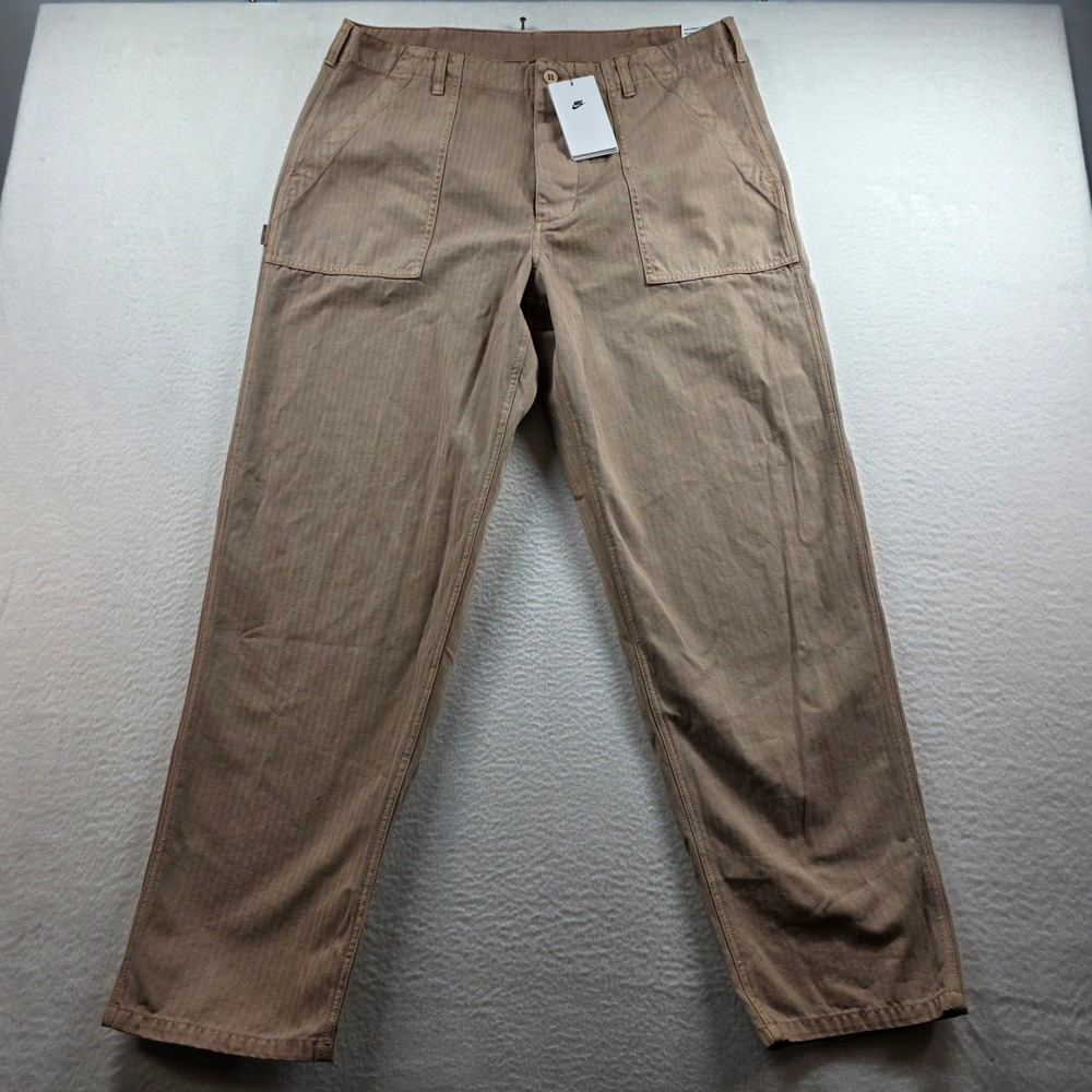 Nike Life Mens Herringbone Carpenter Pants Oxen Brown HJ0645-227 Size 36 NWT‎
